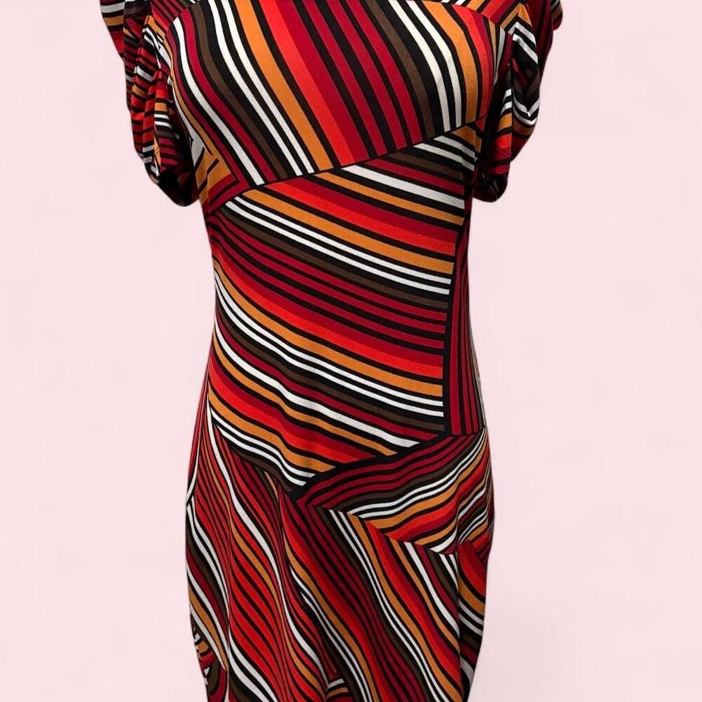 Sweet Storm Retro Striped Ruffle Sleeve Dress